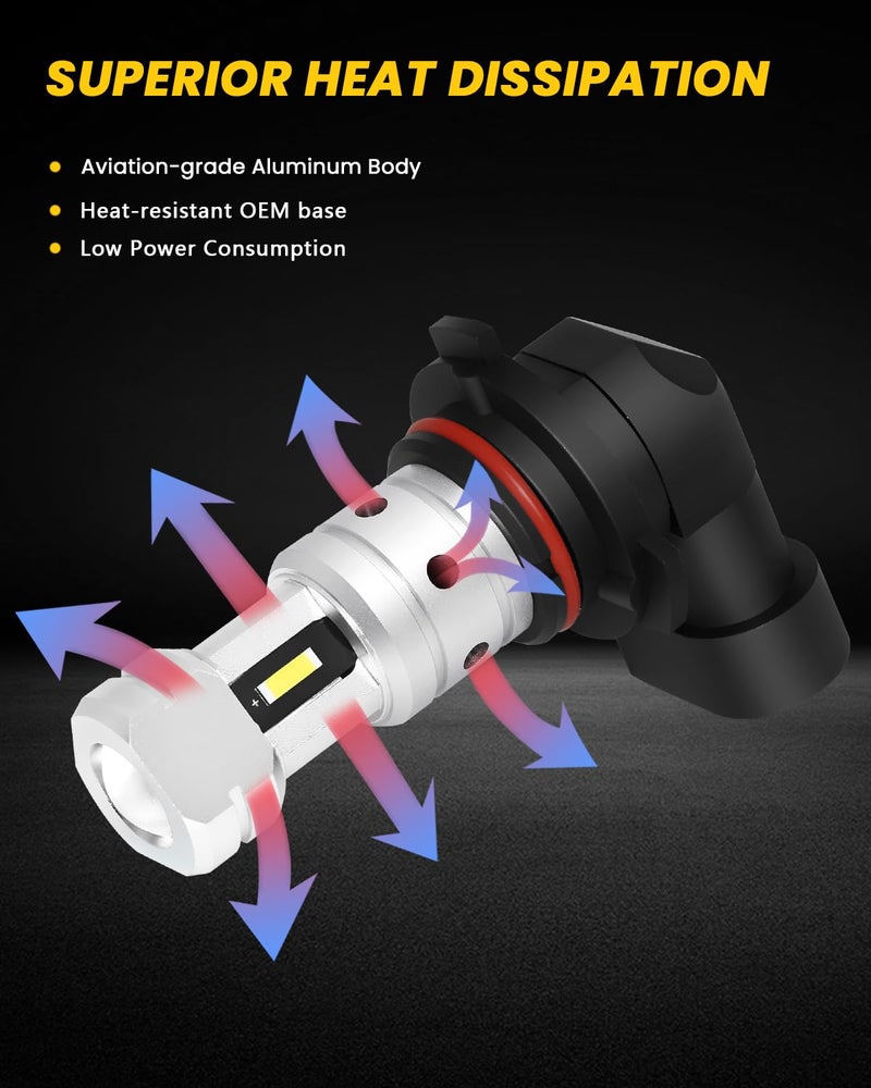 PHINLION 9006 LED Fog Light Bulbs 6000K Xenon White, 3800 Lumens Super Bright CSP 9006 HB4 LED Fog Bulb Replacement for Cars Trucks, 1:1 Halogen Size, Non-polarity, Pack of 2 - Image 3